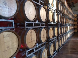 Several barrels of wine in Napa Valley.