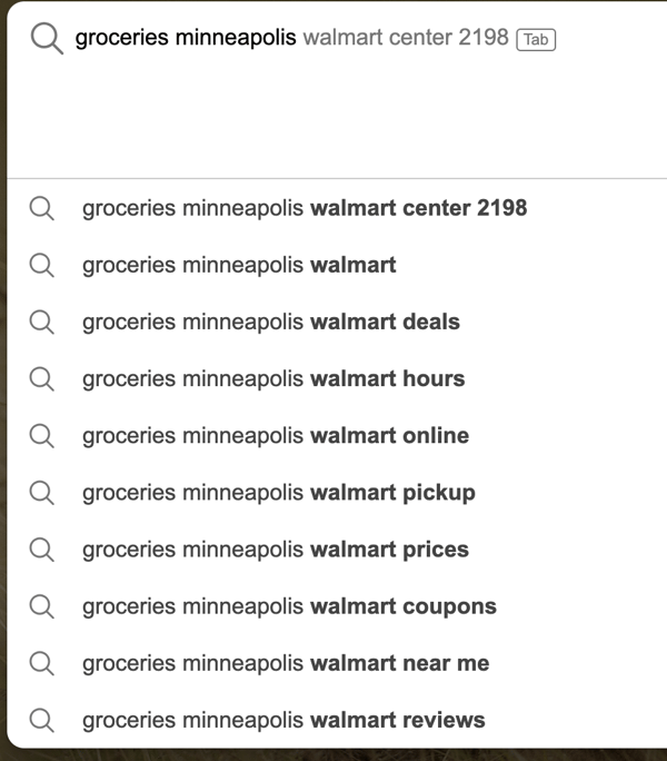 An example of a search engine's autocomplete system.