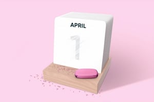 A desk calendar with April Fool's Day on it.