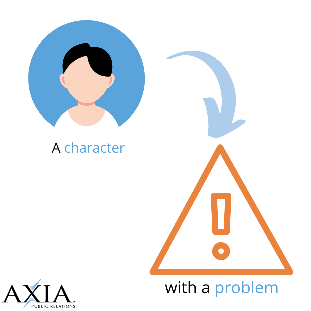 Graphic showing a character with a problem.