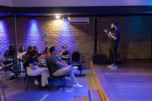 A man giving a speech.
