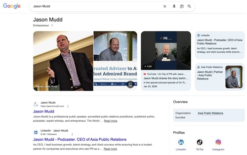 Set up your company's Google Knowledge Panel. An image of a Google Knowledge Panel.