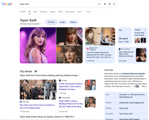 Set up your company's Google Knowledge Panel. An image of a Google Knowledge Panel.