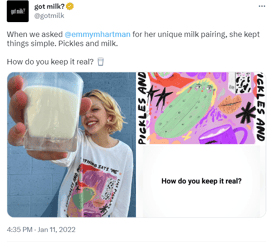 An example of "Got Milk?" on social media.