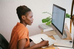 A woman keeping up with PR trends.
