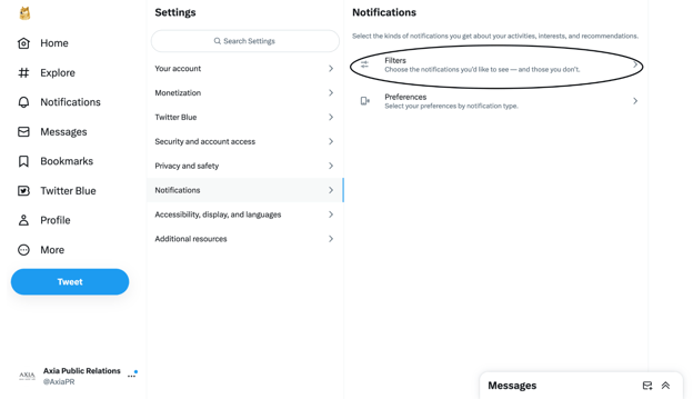 Twitter notification disable example image 2.