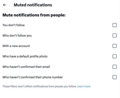 How to turn off Twitter notifications for profiles you manage