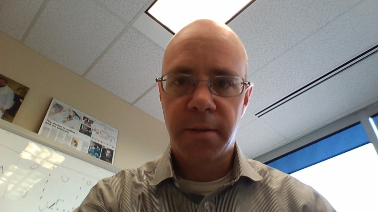 An example of a bad camera angle when appearing on a videocast.